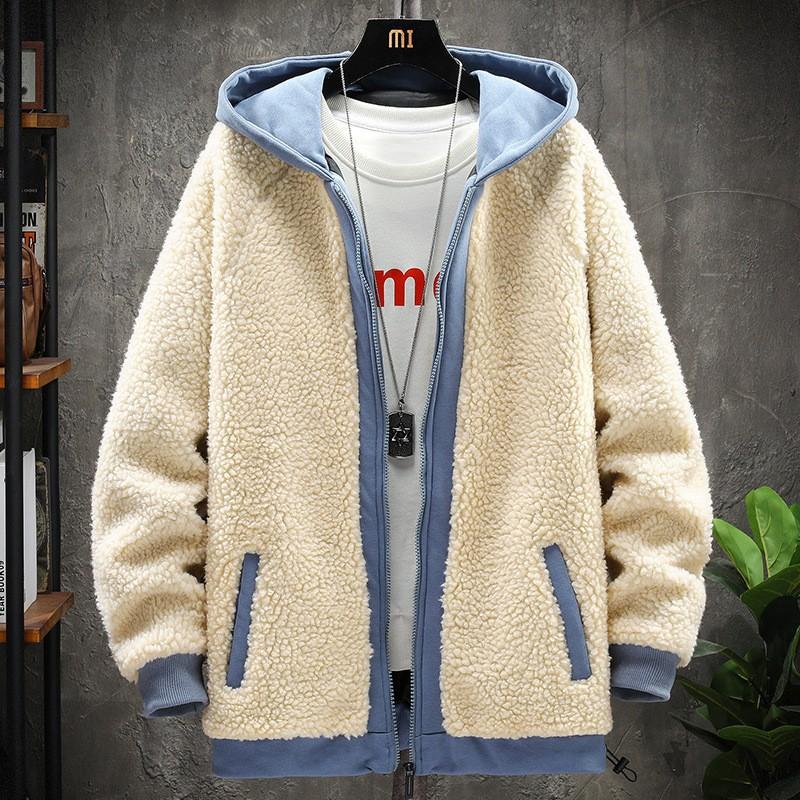 Outdoor Casual Warm Cotton Coat Men's Lamb Velvet Korean Version Trendy Winter Cool Jacket