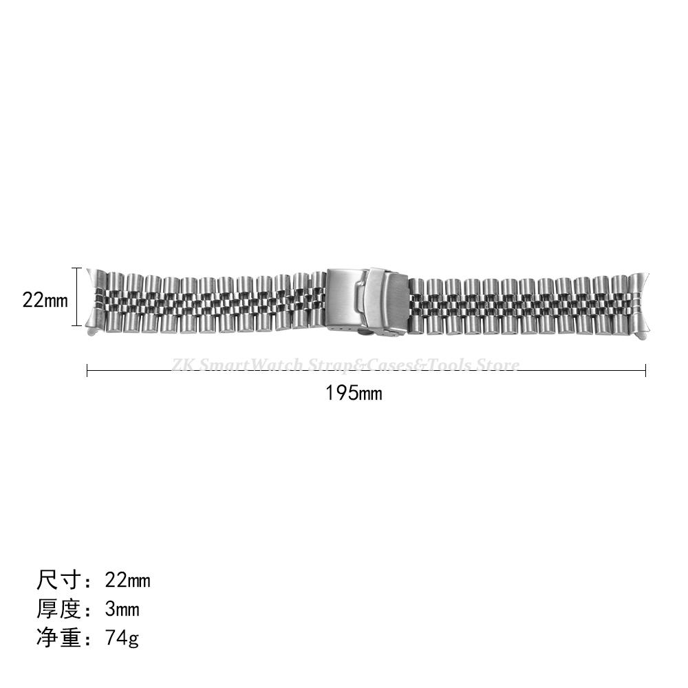Luxury Solid Stainless Steel Watch Bracelet 20mm 22mm Straps for Seiko for Jubilee for Oyster Belt Men's Curved End Watch Band