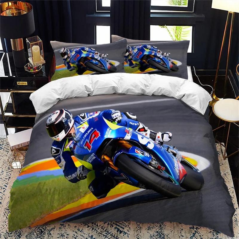 3D Motorcycle Motocross Duvet Cover Racing Dirt Bike Sports Cross-country Race Bedroom Decoration Men Teens Boys Kids Children