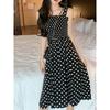 Ladies' Polka Dot One Shoulder Dress Women's Polka Dot Single-Shoulder Suspender Dress