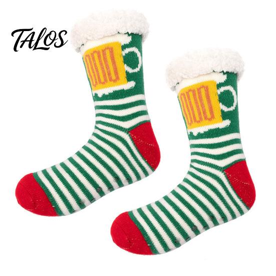 Winter Warme Fußbekleidung für Damen Weihnachtssocken mit Griffen für Herren, Verdickte Plüschgefütterte Thermosocken, Rutschfeste Socken für das Wohnzimmer