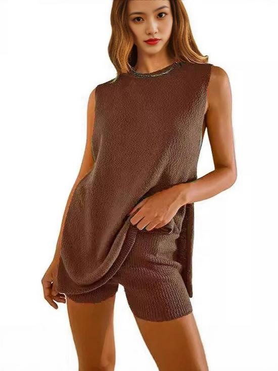 Women's 2025 Summer Knitwear Two-Piece Set: European & American Loose Fit Sleeveless Sweater