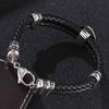 Punk Genuine Braided Men Leather Bracelet Bangles Shield Stainless Steel Lobster Clasp Bracelet Jewelry Gifts