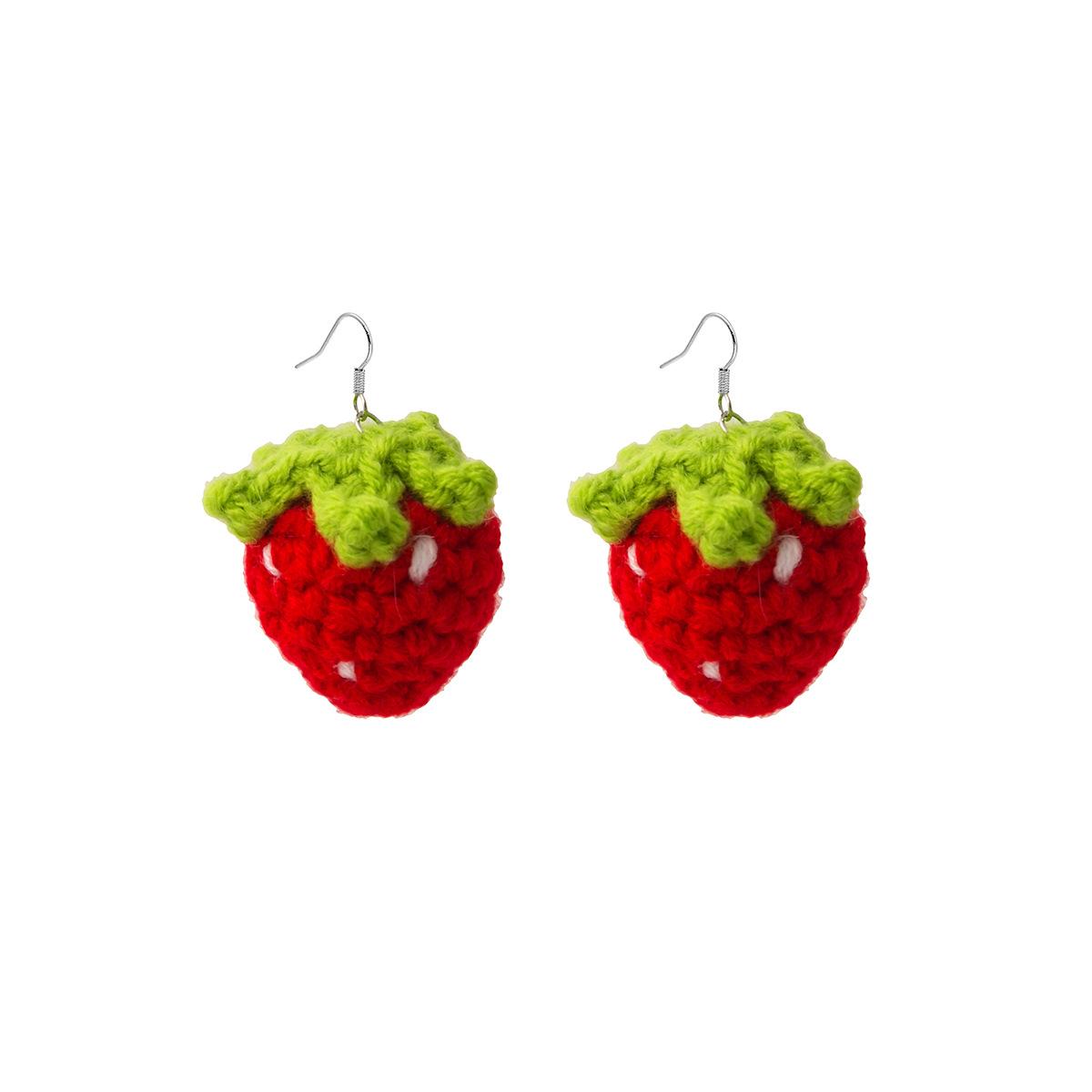 Sweet And Cute Big Strawberry Earrings Creative Handmade Fruit Earrings Personalized Trendy Ear Hooks