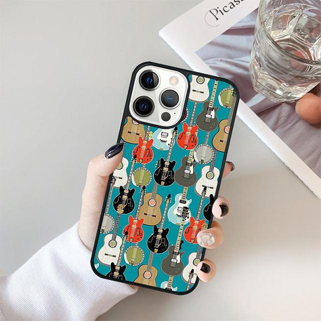 Guitar Electric Acoustic Instrumen Phone Case Cover For iPhone 17 Air 15 16 14 13 12 Pro Max 11 Pro Max Plus