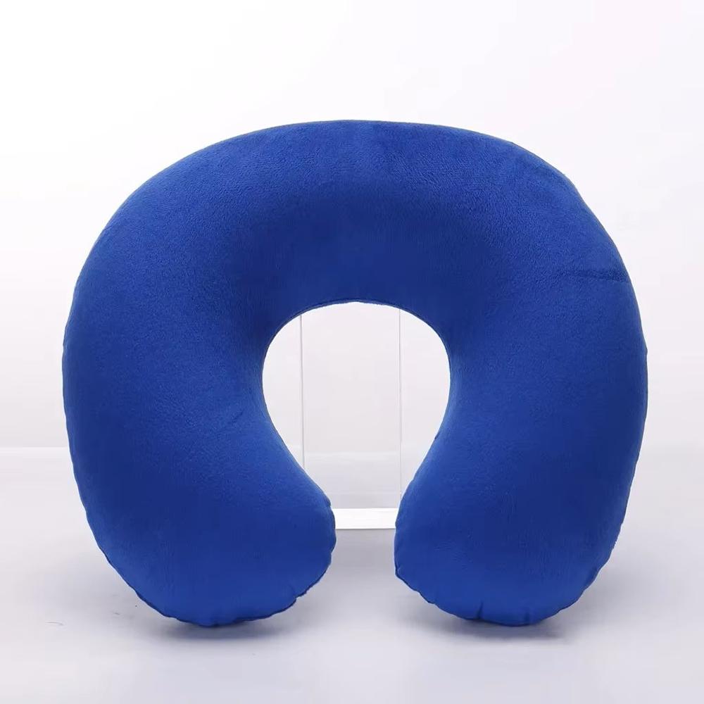 1PC U-shaped Travel Pillow Portable Lazy Inflatable Neck Cervical Support Short Plush Office Sleep Essentials