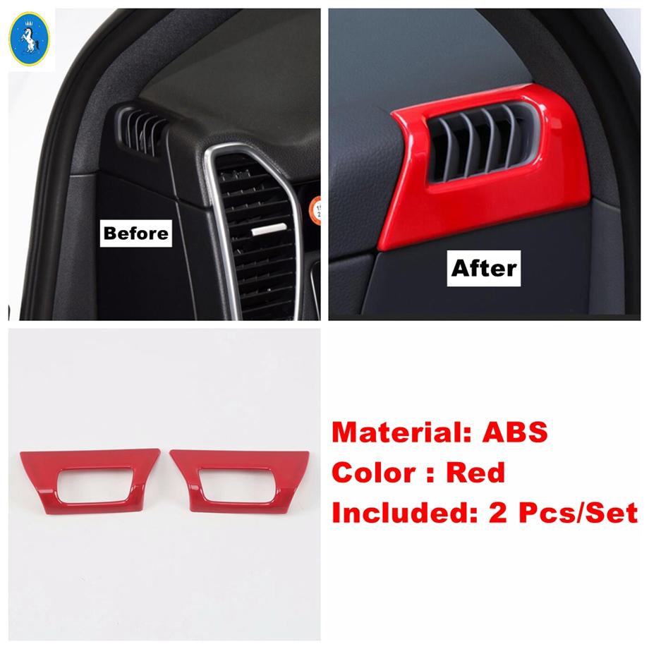 Dashboard Air AC / Lift Button / Cup Holder / Lights Control Panel Cover Trim For Porsche Cayenne 2018 -  Red Accessories