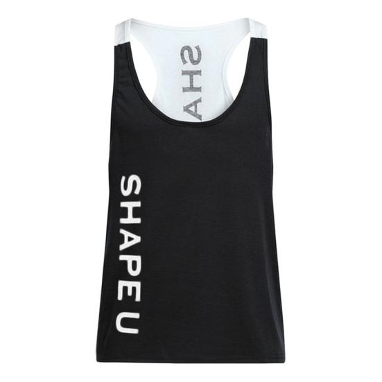 

Мужская майка без рукавов с принтом букв, цветным блоком и U-образным вырезом, приталенная, для фитнеса XL чёрный