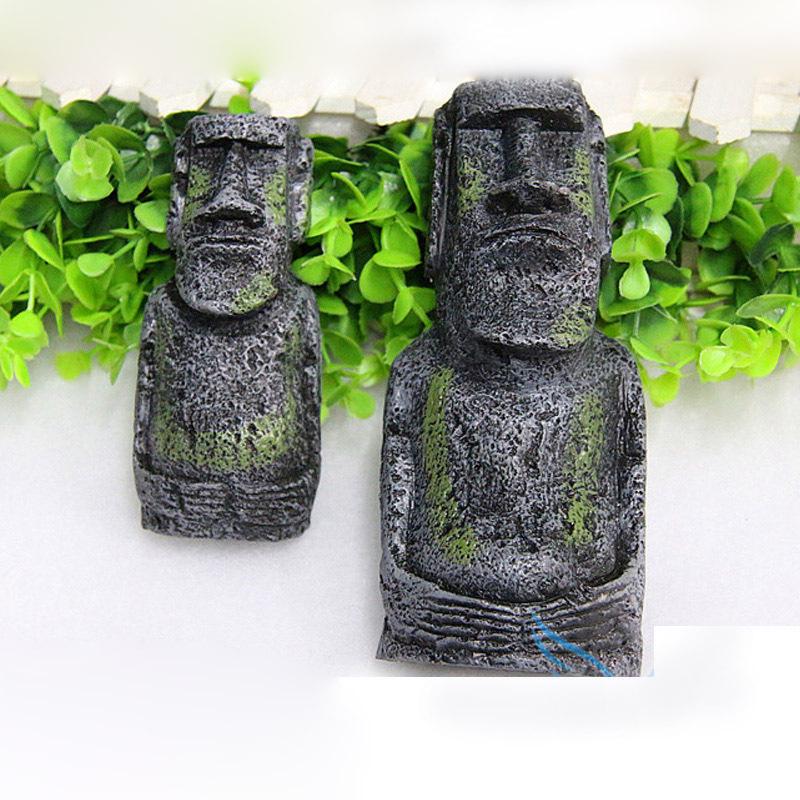Resin Easter Island Statue & Roman Portrait - Aquarium & Reptile Decor