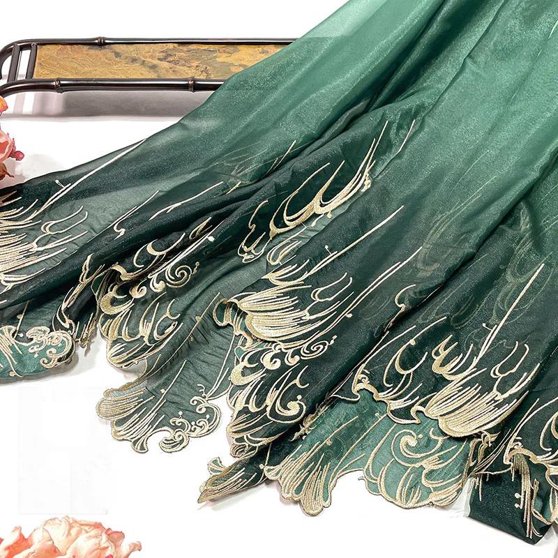 150x100cm Embroidery Lotus Leaf Soft Fabric Diy Hanfu Shirts Doll Cloth Chinese Style DIY Sewing Craft Organza Tulle Material
