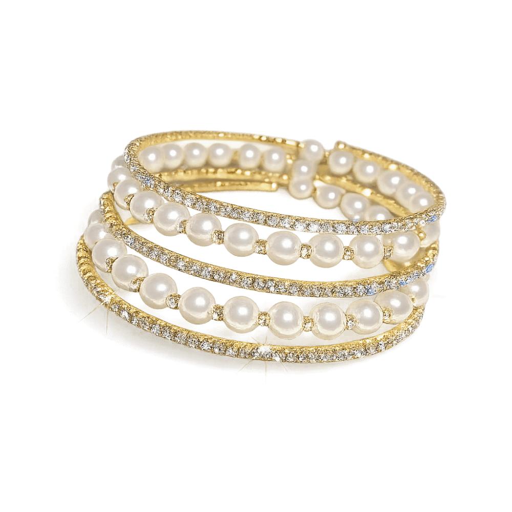 Elegant Crystal Imitation Pearl Bracelet Fashion Stretchable Pearl Cuff  Wedding