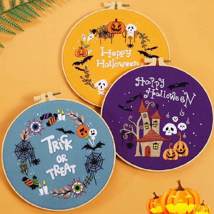 Embroidery Stitches Practice Embroidery Kits for Beginner with Halloween Pattern