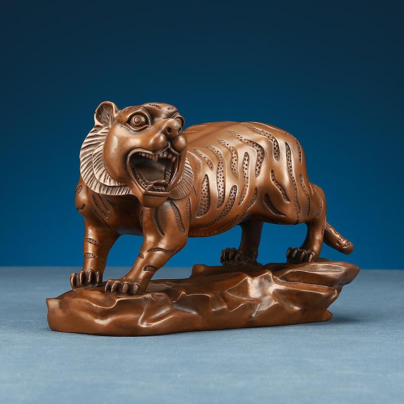 Red Chinese Zodiac Copper Handicraft Equipment Ornaments Mountain Tiger Home Furnishing