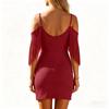 Women Sleeveless Dress Cold Shoulder Fringe Detail V Neck Casual Slim Fit Mini Dress Summer Party Dress