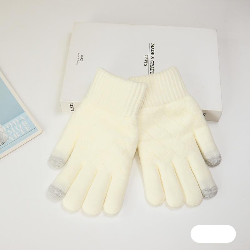 Men's and women's winter touchable screen yarn and velvet warm gloves, cold resistant gloves, riding double-layer extra thick