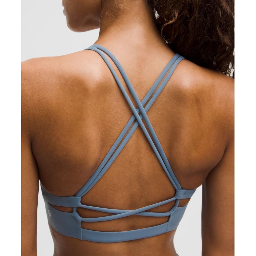 Lululemon Everlux Strappy BaCk Sports Bra  Medium Support  B C Cup Steel Blue