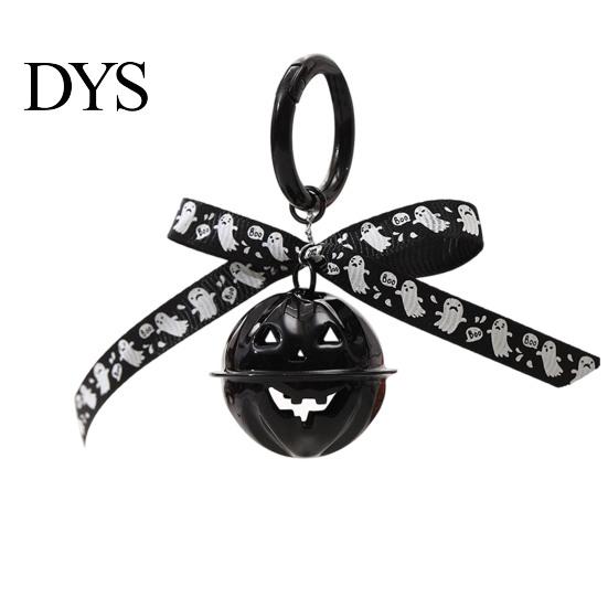 Metal Pumpkin Bell Keychain Halloween Keychain, Hollow Head Key Ring with Ribbon Bow, Backpacks Charm for Holiday Party Decoration
