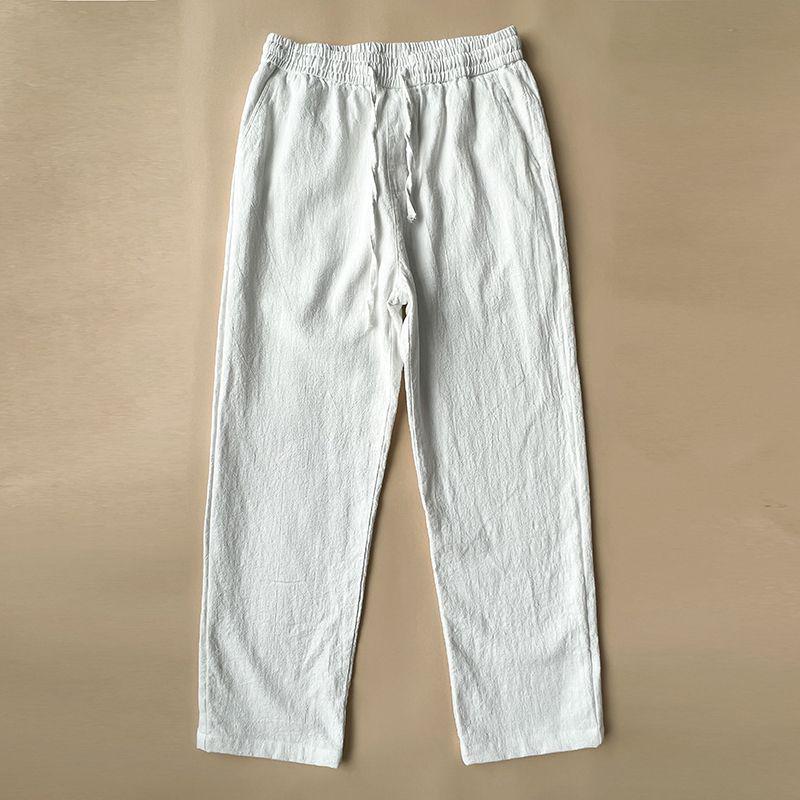 Men's Summer Thin Cotton & Linen Chinese Style Casual White Pants