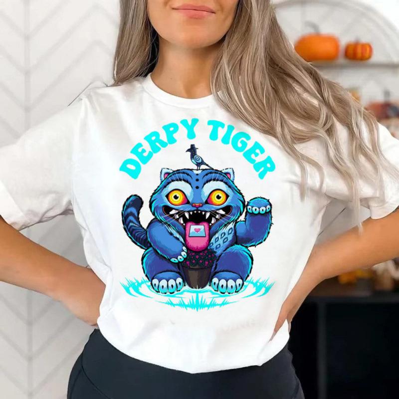 Camiseta Casual Holgada Moda Estampada Manga Corta Cómoda para Mujer