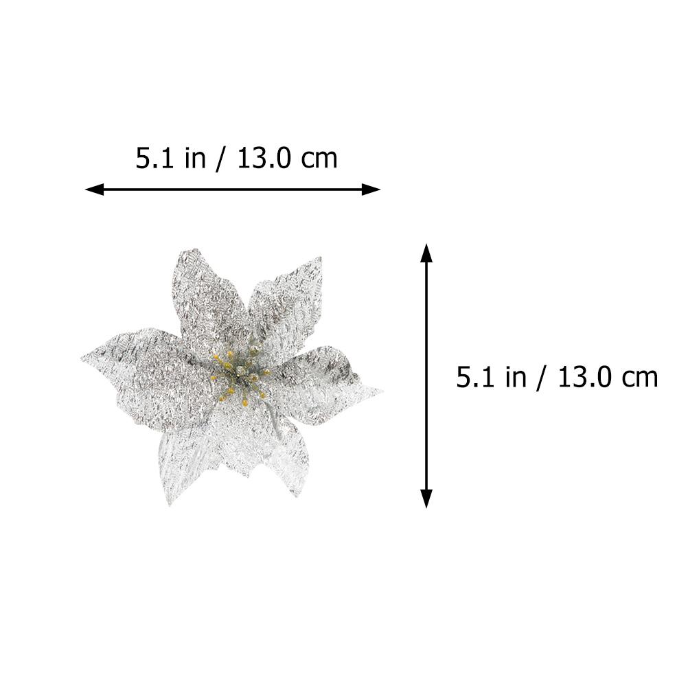 6pcs Christmas Tree Flower Decor Small Simulated Plastic Flowers Diy Glittering Holiday Wedding Decoration Artificial Garland