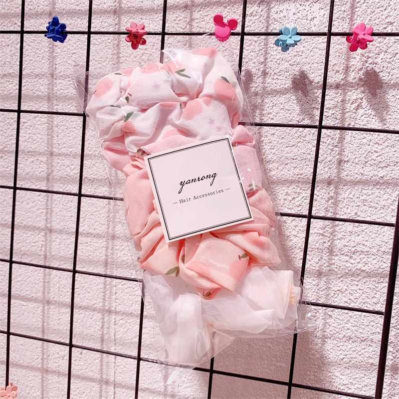 New 5PCS/Set Candy Color Printing Hair Ties For Women Cute HairBand Ponytail Holder Elastic Rubber Band Fashion Hair Accessories