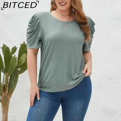 Spring/Summer Women's Loose-Fit Casual T-Shirt Plus Size Women's O-Neck Short-Sleeve Commuter Top
