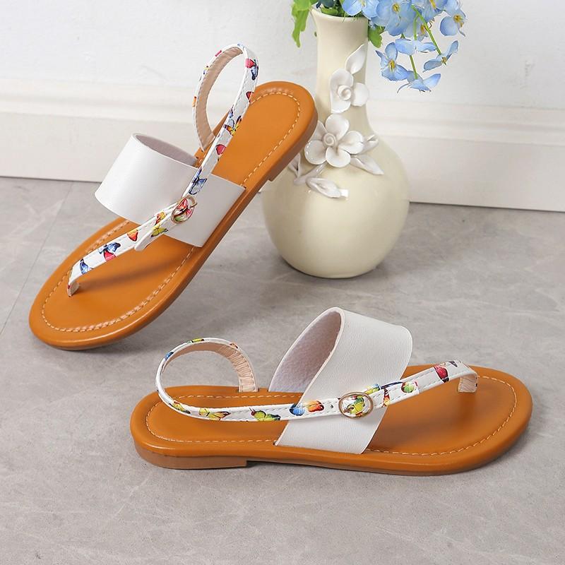 The New Summer Plus-size Women's Shoes Are Casual and Comfortable, Versatile and Have A Strip Toe Clip Light Cool Flat Slippers