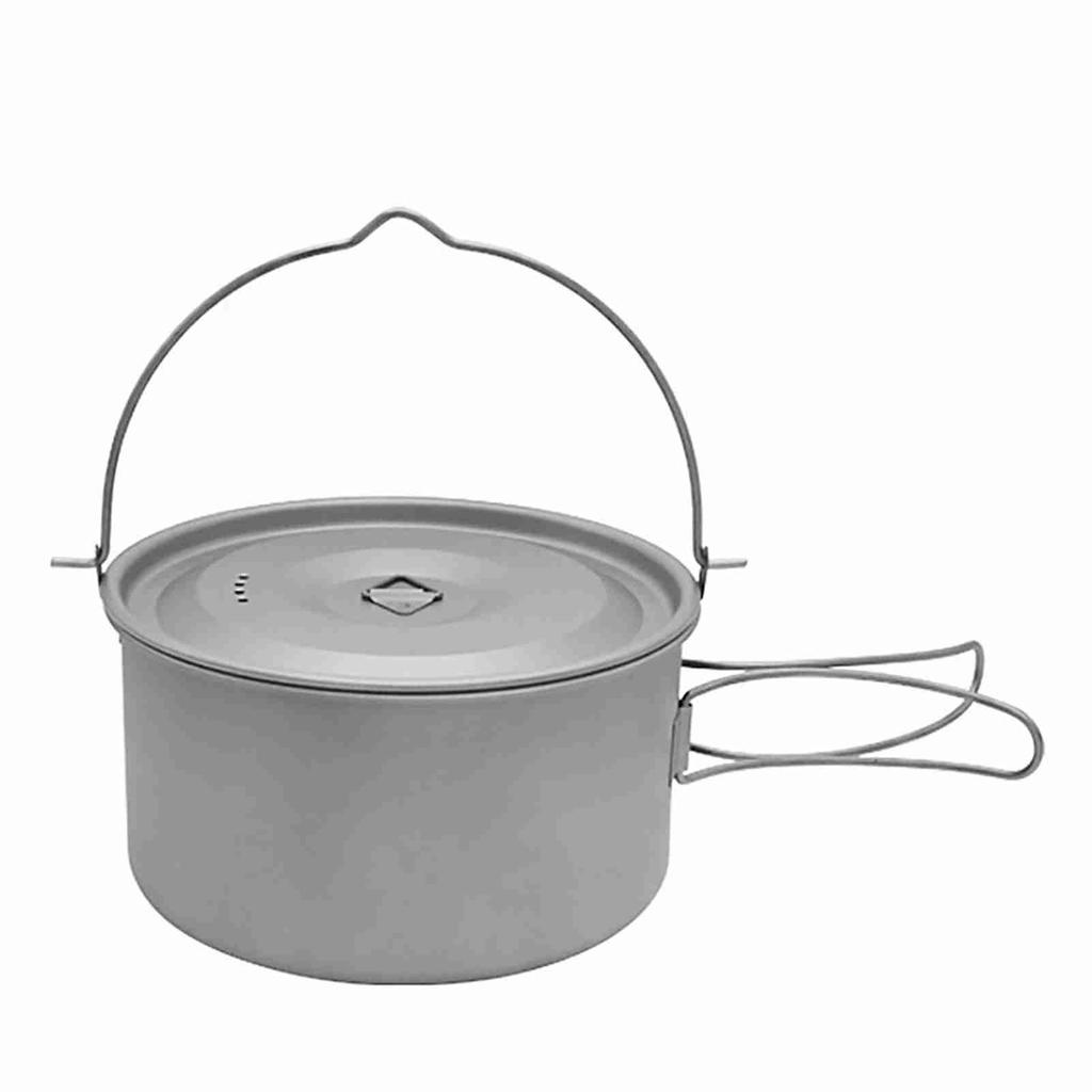 1.8L 3L Titanium Pot Ultralight Hanging Pot with Lid and Foldable Handle Outdoor Camping Hiking Backpacking Picnic