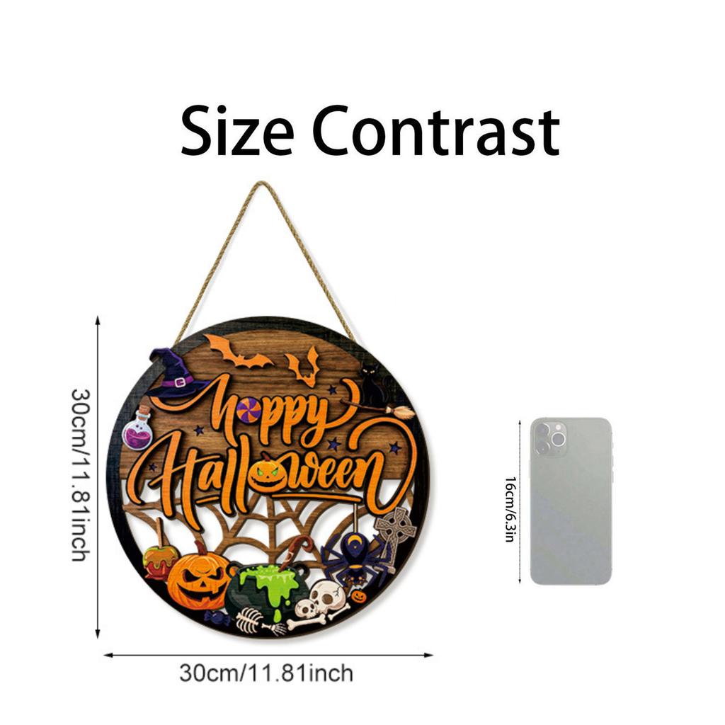 Wooden Halloween Hanging Sign Wall Decoration Scarecrow Pumpkin Design Party Festival Indoor Outdoor Hanging Ornament