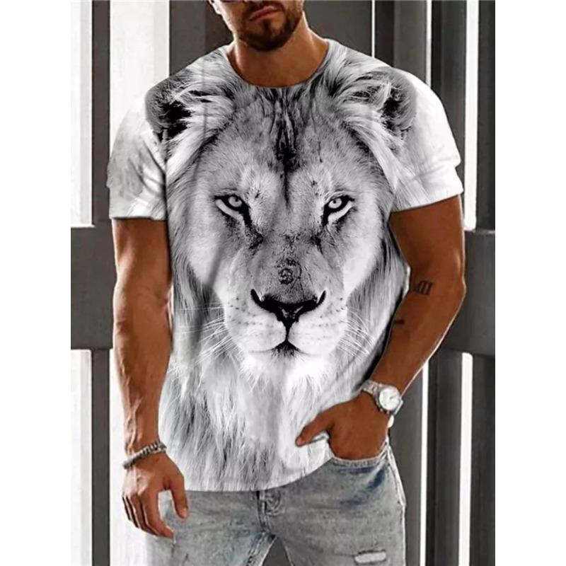 Summer Trendy Men's Street Hip Hop Style Letter Painting 3D Digital Printing Loose Round Neck Short Sleeve Top T-Shirts Men’s
