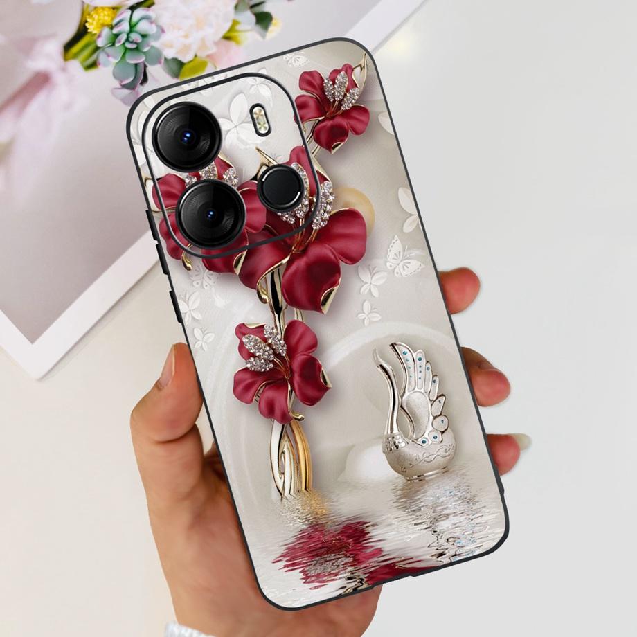 For Tecno Spark GO 2023 BF7n Phone Case Tecno Pop 7 Pro BF7 Pop7 Back Cover Matte Soft Silicone Coque Fundas Oil Flower Heart