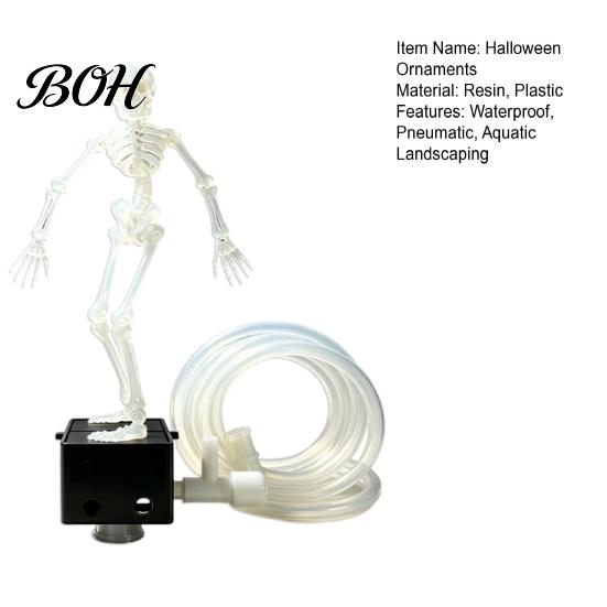 Regalo di Natale per Amanti dei Pesci Scheletro Danzante Bubbler Decorazione Acquario, Ornamento Serbatoio Pneumatico Mobile Betta Ornamenti di Halloween con Aria da 1 Metro