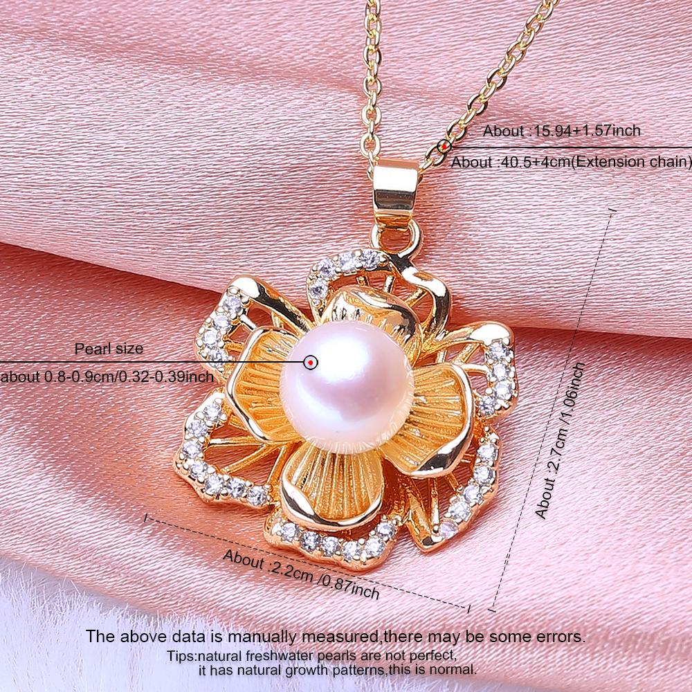 LSOOYH Natural Freshwater Pearl Jewelry Necklaces For Women Elegant Gold Color Flower Pendant Birthday Gift