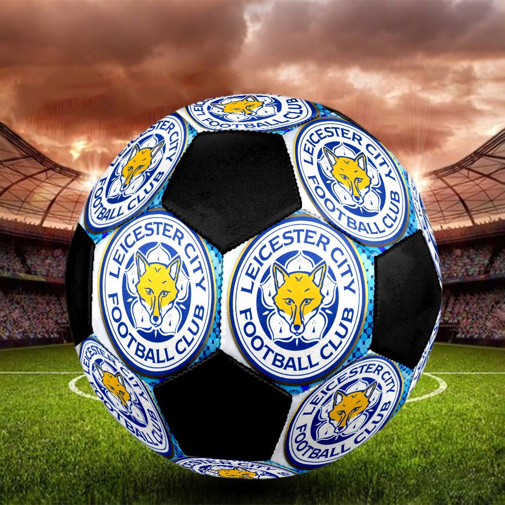 Leicester City Football Indoor Soccer Ball Colorful Machine Stitched PVC Size 5 Team Training Competition Ready Durable High-Bounce Cool Sports Gift
