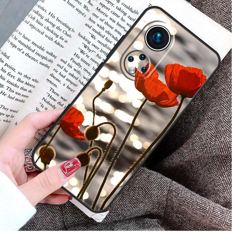 Red Corn Poppy Flower Case For Honor Magic 8 6 7 Lite Honor 400 200 Pro 50 70 90 X8c X8b X9a X9c X9b X9d Win Cover