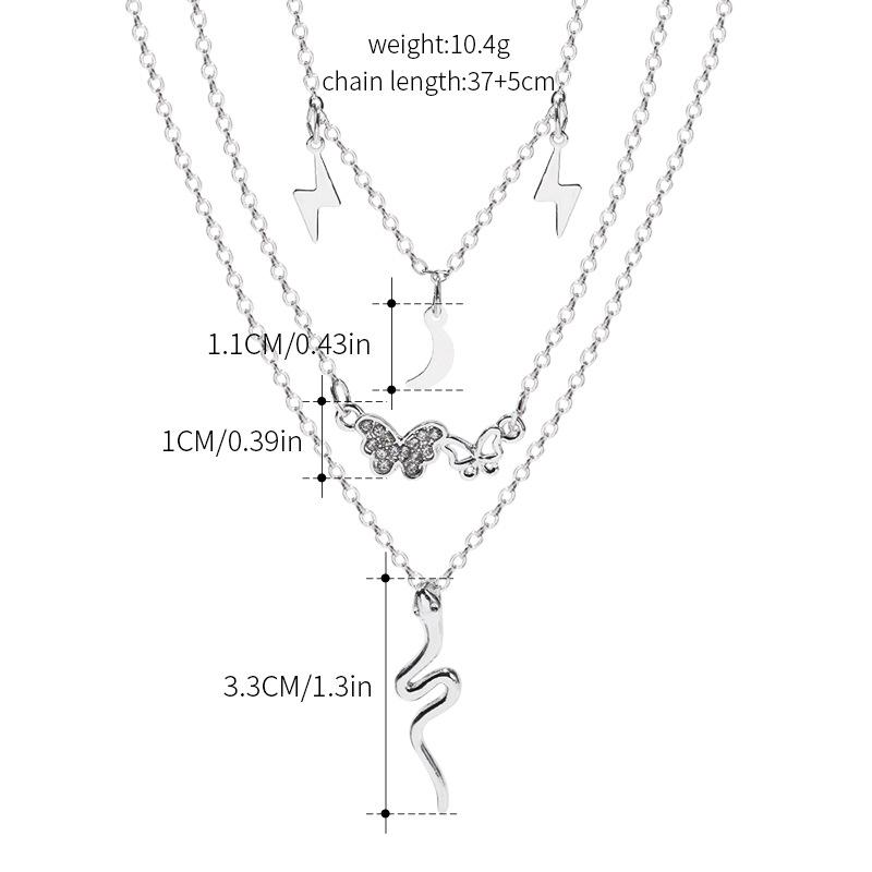 Serpentine stacked pendant jewelry high-end female butterfly star moon necklace multi-layer necklace