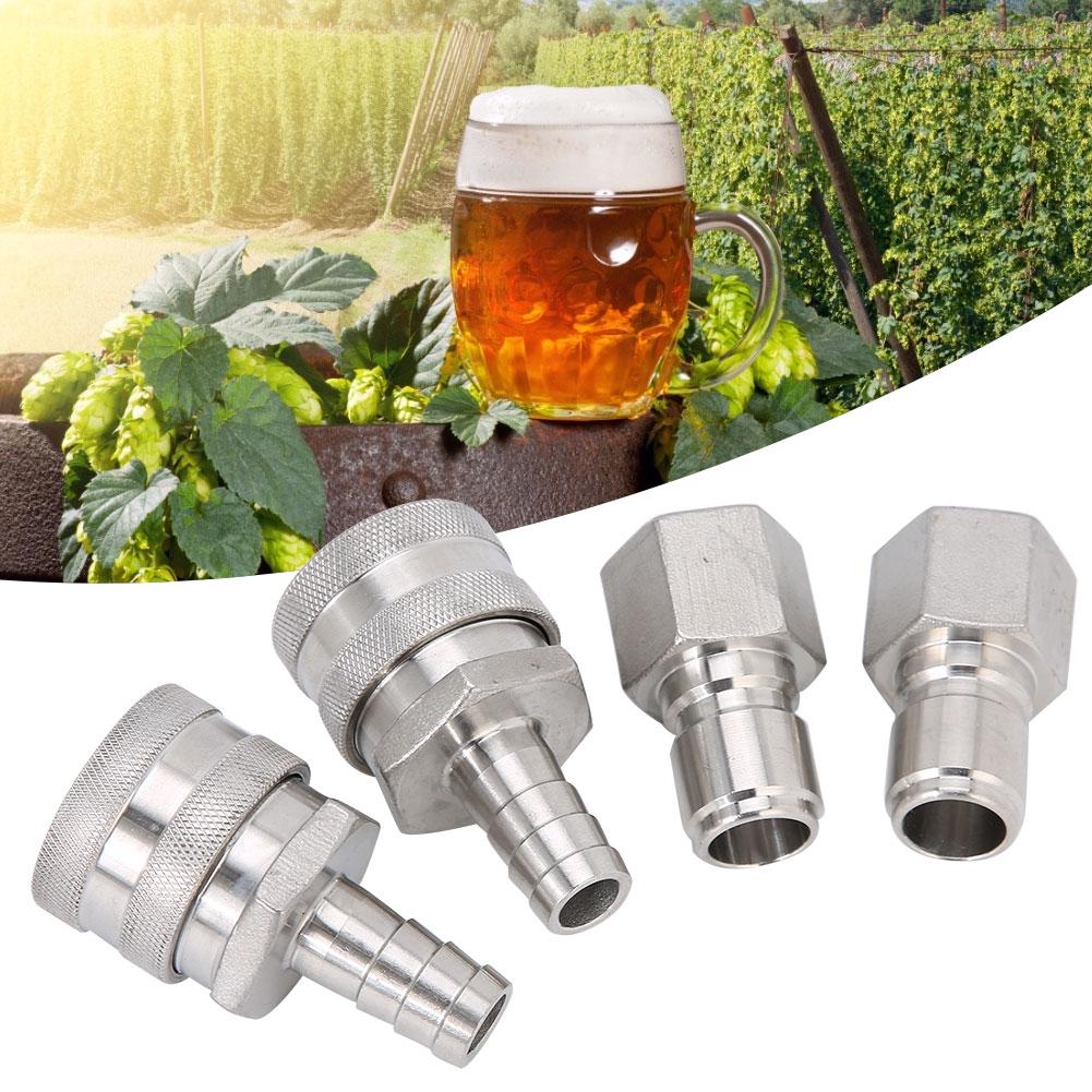 Stainless Steel G1/2in Thread Quick Connector Beer Barrel Connector Adapter Home Brew Fitting