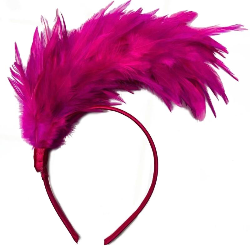 Feather Headband 1920s Mardi Gras Headband Flapper New Handmade Feather Burlesque Headpiece Fashion Hoop Accessories Dance Party