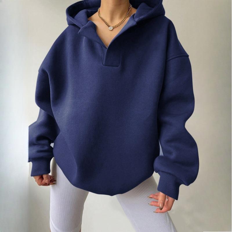Women'S V Neck Oversized Hoodie with Pocket Classic Fleece Lined Sweatshirt Women Plain Sweatshirt