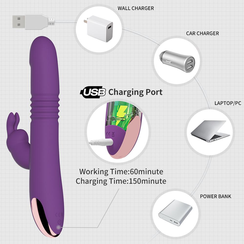 Telescopic Rabbit Vibrator Roller Ball Massage Vagina Clitoral Vibration Stimulation G Spot Masturbation Orgasm Couple Sex Toys