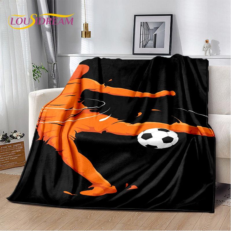 3D Football Art Cartoon Soft Plush Blanket,Flannel Blanket Throw Blanket for Living Room Bedroom Bed Sofa Picnic Cover Bettdecke
