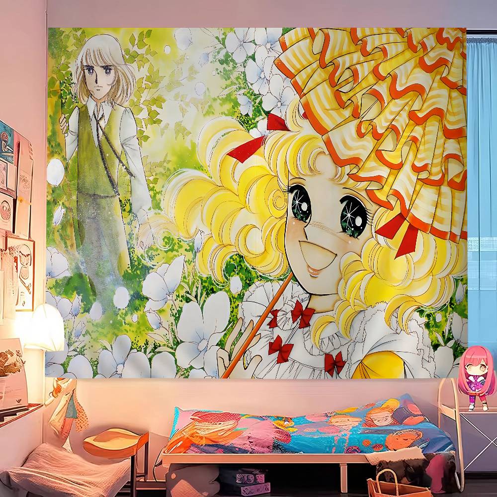 Anime Manga Candy Colorful Tapestry Wall Hanging Cheap Hippie Wall Hanging Bohemian Wall Tapestries Mandala Wall Hanging Sheets