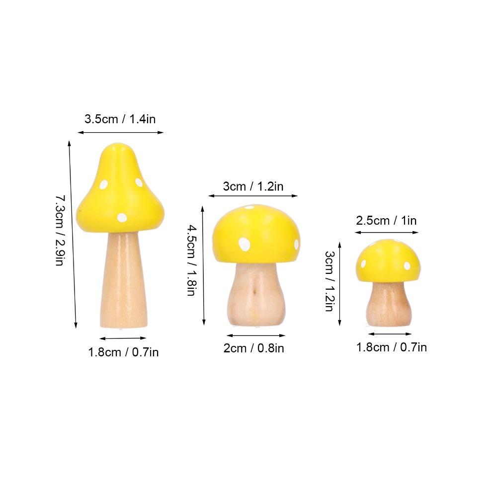 3pcs Wood Mushroom Ornament S L M Indoor Decoration Figurine Festival Gift Ornament Cafe жёлтый