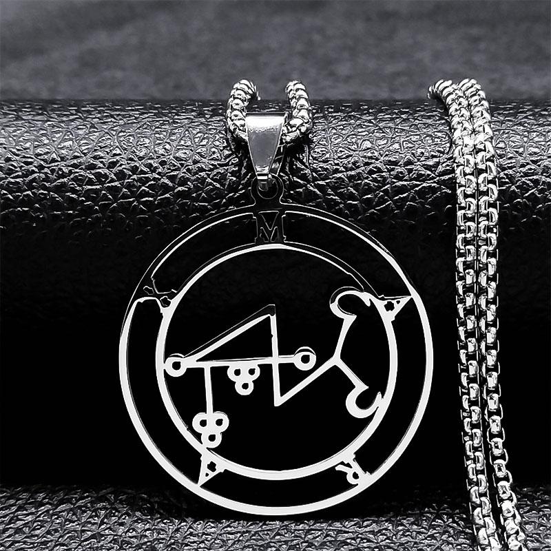 Astaroth Sigil Goetia Stainless Steel Necklace Solomon Demon Seal Satan Sigil satanique patch PIN Jewelry collier femme N7156S03