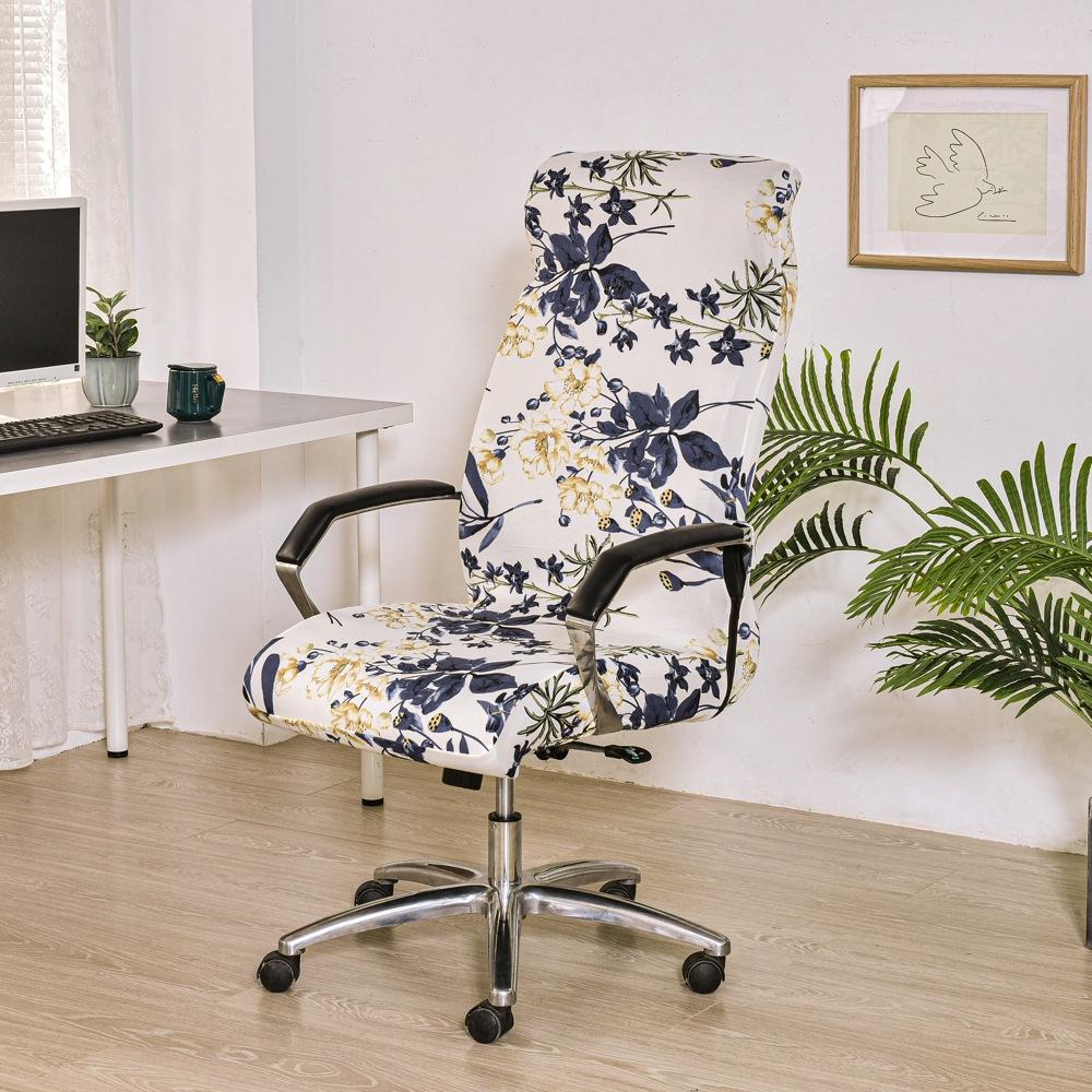 Coprisedia da ufficio con cerniera resistente, coprisedia da scrivania elasticizzato lavabile stampato, coprisedia da computer con schienale alto, coprisedile per sedia da ufficio