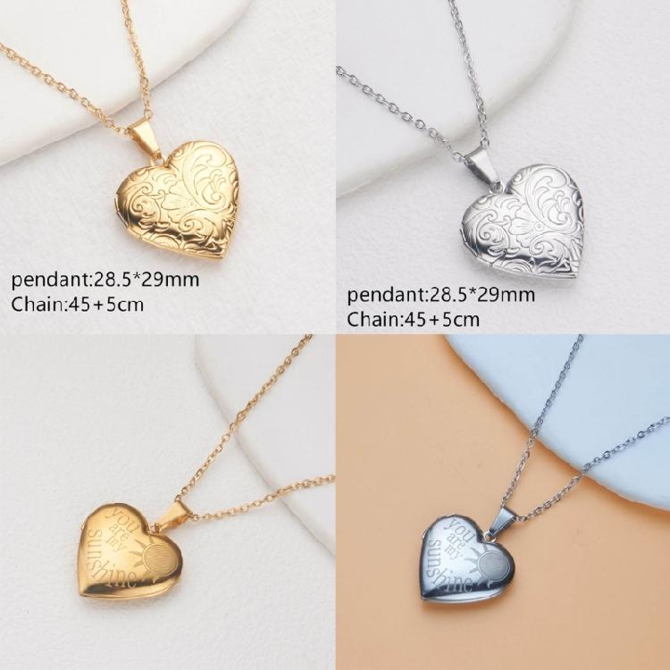 Metal Necklace with Heart Shaped Locket Pendant Adjustable Neckchain Ornament