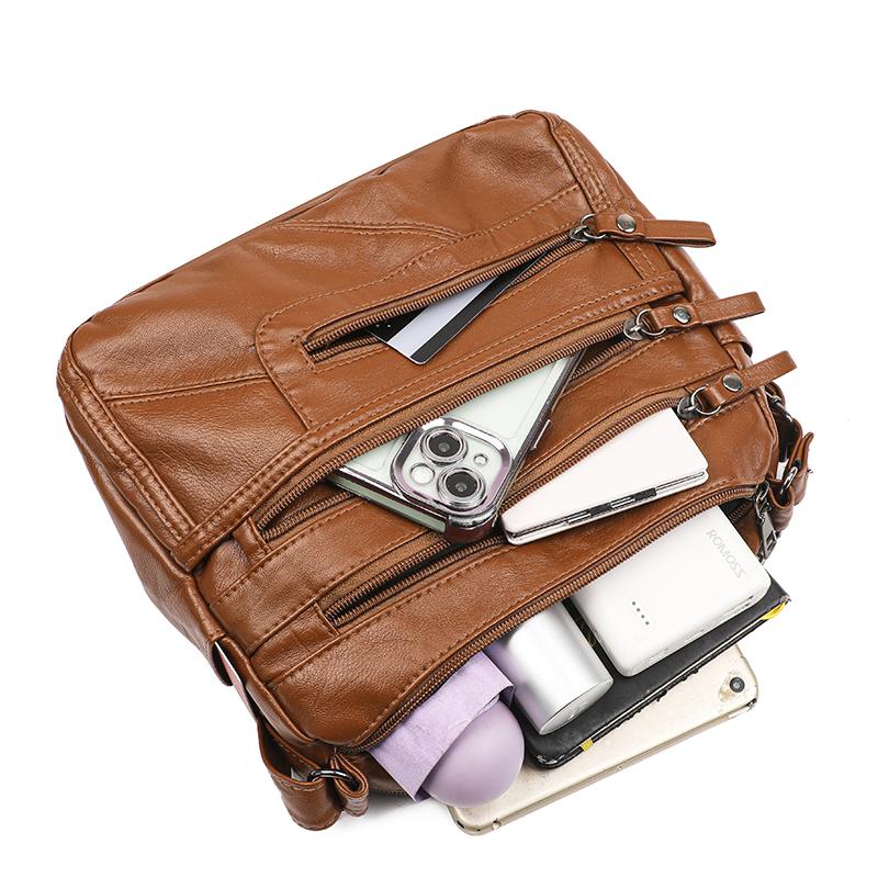 Mother Bag Middle-Aged Crossbody Bag Soft Leather Large Capacity Women's Shoulder Bag