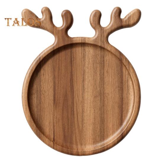 Christmas Antler Wood Plate for Food Presentation Elegant Wooden Dinner Plate for Christmas Atmosphere Festive Tableware Decor for Holiday