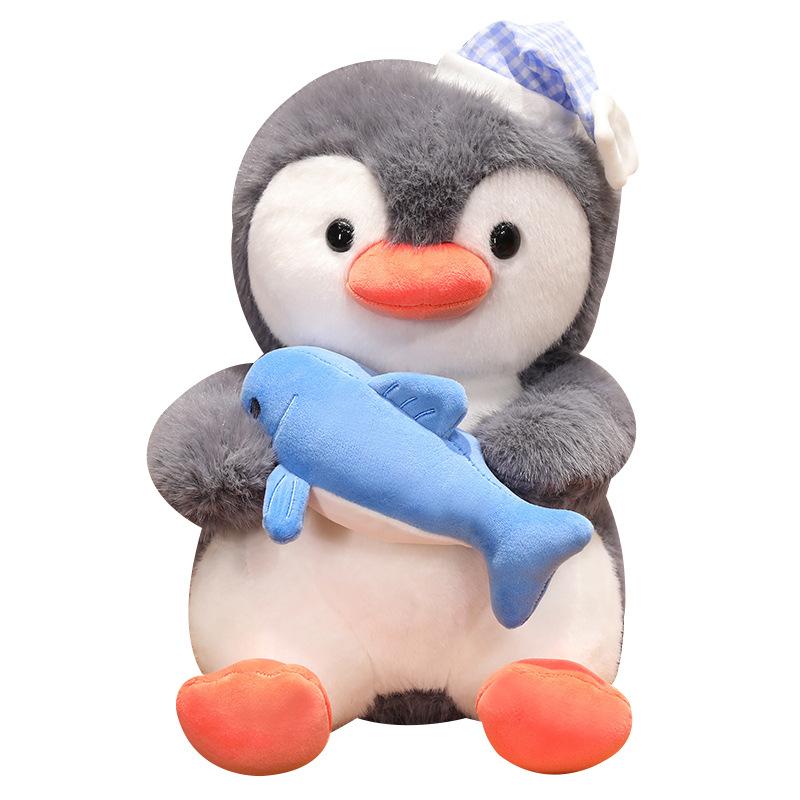 Super Cute Plush Toys New Penguin Cartoon Doll Fish Holding Penguin Home Pillow Girls Sleeping Doll