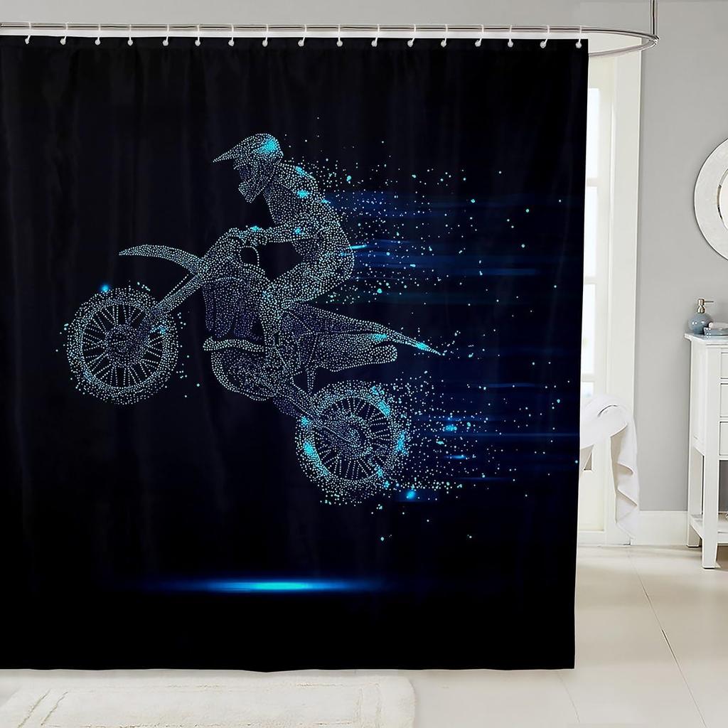 Shark Shower Curtain, 3D Shark Bath Curtain, Sea Animals Bathtub Shower Curtain Ocean Sea Wave Shower Stall Curtain Blue White